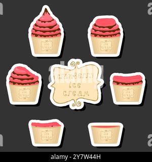 Großes buntes Set verschiedene Formen natürliches Desserteis bestehend aus verschiedenen Zutaten, Design Eis verschiedene Formen von Menü Bio Nutriti Stock Vektor