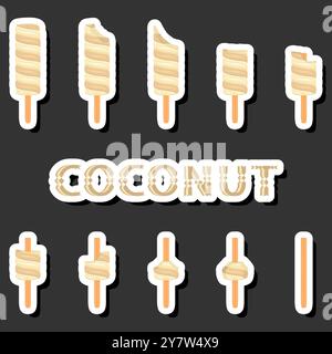 Großes buntes Set verschiedene Formen natürliches Desserteis bestehend aus verschiedenen Zutaten, Design Eis verschiedene Formen von Menü Bio Nutriti Stock Vektor