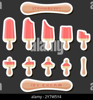 Großes buntes Set verschiedene Formen natürliches Desserteis bestehend aus verschiedenen Zutaten, Design Eis verschiedene Formen von Menü Bio Nutriti Stock Vektor