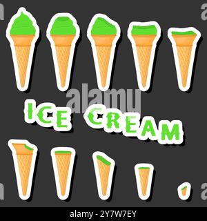 Großes buntes Set verschiedene Formen natürliches Desserteis bestehend aus verschiedenen Zutaten, Design Eis verschiedene Formen von Menü Bio Nutriti Stock Vektor