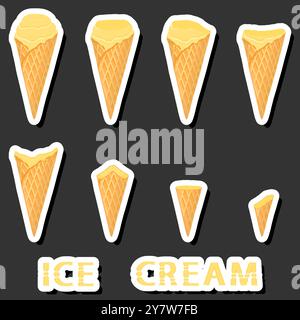 Großes buntes Set verschiedene Formen natürliches Desserteis bestehend aus verschiedenen Zutaten, Design Eis verschiedene Formen von Menü Bio Nutriti Stock Vektor