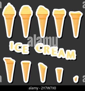 Großes buntes Set verschiedene Formen natürliches Desserteis bestehend aus verschiedenen Zutaten, Design Eis verschiedene Formen von Menü Bio Nutriti Stock Vektor