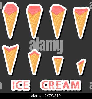 Großes buntes Set verschiedene Formen natürliches Desserteis bestehend aus verschiedenen Zutaten, Design Eis verschiedene Formen von Menü Bio Nutriti Stock Vektor