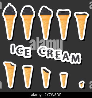 Großes buntes Set verschiedene Formen natürliches Desserteis bestehend aus verschiedenen Zutaten, Design Eis verschiedene Formen von Menü Bio Nutriti Stock Vektor