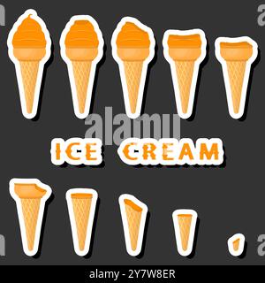 Großes buntes Set verschiedene Formen natürliches Desserteis bestehend aus verschiedenen Zutaten, Design Eis verschiedene Formen von Menü Bio Nutriti Stock Vektor