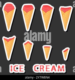 Großes buntes Set verschiedene Formen natürliches Desserteis bestehend aus verschiedenen Zutaten, Design Eis verschiedene Formen von Menü Bio Nutriti Stock Vektor