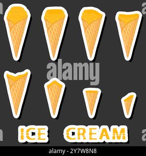 Großes buntes Set verschiedene Formen natürliches Desserteis bestehend aus verschiedenen Zutaten, Design Eis verschiedene Formen von Menü Bio Nutriti Stock Vektor