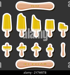 Großes buntes Set verschiedene Formen natürliches Desserteis bestehend aus verschiedenen Zutaten, Design Eis verschiedene Formen von Menü Bio Nutriti Stock Vektor