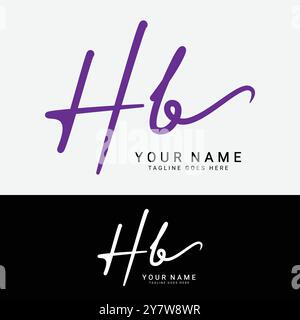 H, B, HB Initial Letter Logo. Handgeschriebenes HB Signature-Logo mit Alphabet Stock Vektor