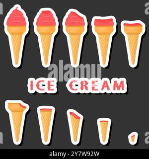 Großes buntes Set verschiedene Formen natürliches Desserteis bestehend aus verschiedenen Zutaten, Design Eis verschiedene Formen von Menü Bio Nutriti Stock Vektor