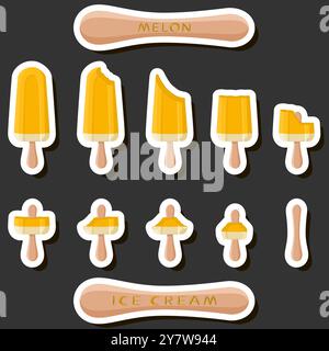 Großes buntes Set verschiedene Formen natürliches Desserteis bestehend aus verschiedenen Zutaten, Design Eis verschiedene Formen von Menü Bio Nutriti Stock Vektor