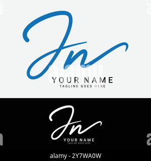 J, N, JN Initial Letter Logo. Handgeschriebenes JN Signature-Logo mit Alphabet Stock Vektor