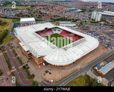 Aerial General View of the Stadium of Light, Sunderland, England, Vereinigtes Königreich am 29. September 2024 Credit: Every Second Media/Alamy Live News Stockfoto