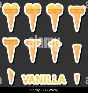 Großes buntes Set verschiedene Formen natürliches Desserteis bestehend aus verschiedenen Zutaten, Design Eis verschiedene Formen von Menü Bio Nutriti Stock Vektor