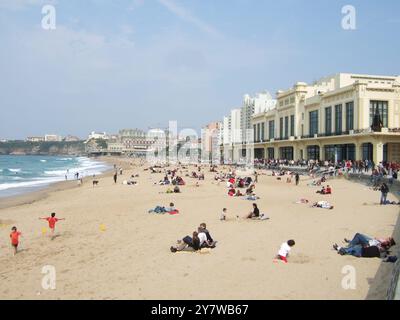 Grand Plage und Casino - Biarritz, Frankreich Stockfoto