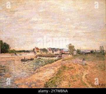 Saint-Mammes - 1885 von Alfred Sisley (1839–99) Christies, London Alfred Sisley (* 30. Oktober 1839 bis 29. Januar 1899) war ein französischer impressionistischer Landschaftsmaler. ©TopFoto Stockfoto