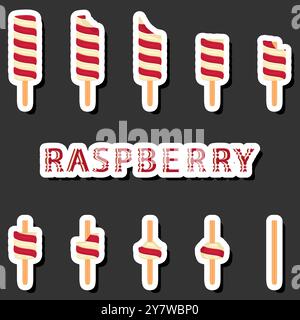 Großes buntes Set verschiedene Formen natürliches Desserteis bestehend aus verschiedenen Zutaten, Design Eis verschiedene Formen von Menü Bio Nutriti Stock Vektor