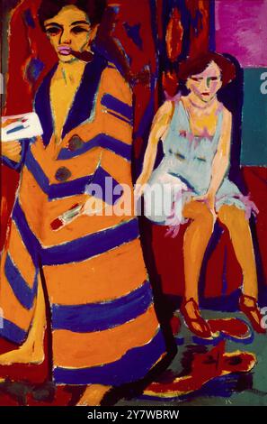 Selbstporträt mit Modell, 1907 (Öl auf Leinwand) Kirchner, Ernst Ludwig (1880–1938) Ort Hamburger Kunsthalle, Hamburg Ernst Ludwig Kirchner (6. Mai 1880 – 15. Juni 1938) war ein deutscher expressionistischer Maler und einer der Gründer der Künstlergruppe die Brücke. ©TopFoto Stockfoto