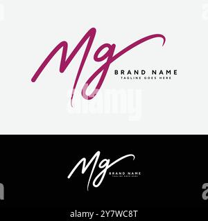 M, G, MG Initial Letter Logo. Handgeschriebenes Signature-Logo mit Buchstabe MG Stock Vektor