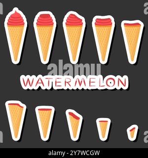 Großes buntes Set verschiedene Formen natürliches Desserteis bestehend aus verschiedenen Zutaten, Design Eis verschiedene Formen von Menü Bio Nutriti Stock Vektor