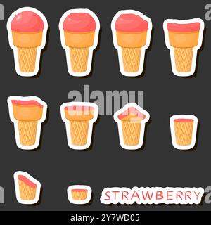 Großes buntes Set verschiedene Formen natürliches Desserteis bestehend aus verschiedenen Zutaten, Design Eis verschiedene Formen von Menü Bio Nutriti Stock Vektor