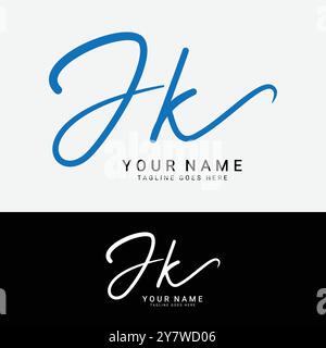 J, K, JK Anfangsbuchstabe Logo. Handgeschriebenes JK Signature-Logo mit Alphabet Stock Vektor