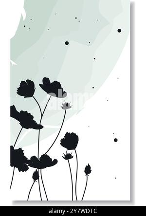 Vektor mit grünen Blumenkonturen Stock Vektor