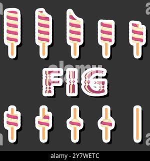 Großes buntes Set verschiedene Formen natürliches Desserteis bestehend aus verschiedenen Zutaten, Design Eis verschiedene Formen von Menü Bio Nutriti Stock Vektor