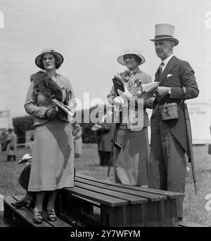 Epsom Summer Race Meeting , 1 . Tag . Sie sehen sich die Rennen an : Miss Daphne Jickling , Mrs Jickling und General Tapley . 1934 Stockfoto