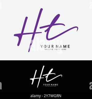 H, T, HT Initial Letter Logo. Handgeschriebenes Signature-Logo mit Alphabet HT Stock Vektor