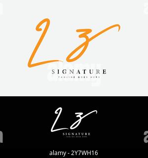 L, Z, LZ Anfangsbuchstabe Logo. Handgeschriebenes LZ Signature-Logo mit Alphabet Stock Vektor
