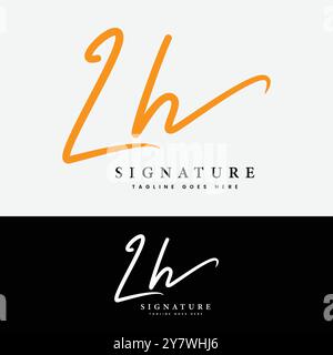 L, H, LH Anfangsbuchstabe Logo. Handgeschriebenes Signature-Logo mit Buchstabe LH Stock Vektor