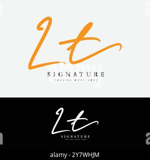L, T, LT Anfangsbuchstabe Logo. Alphabet LT handgeschriebenes Signature-Logo Stock Vektor