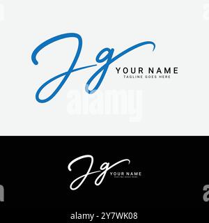 J, G, JG Anfangsbuchstabe Logo. Handgeschriebenes JG Signature-Logo mit Alphabet Stock Vektor