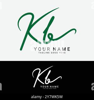 K, B, KB Anfangsbuchstaben-Logo. Handgeschriebenes KB-Signatur-Logo mit Alphabet Stock Vektor