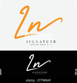 L, N, LN Anfangsbuchstabe Logo. Handgeschriebenes LN Signature-Logo mit Alphabet Stock Vektor