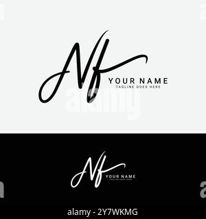 N, F, NF Anfangsbuchstabe Logo. Handgeschriebenes NF-Logo mit Buchstabe Stock Vektor