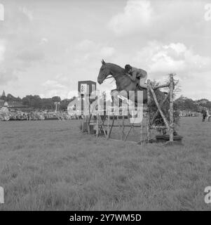 The Edenbridge and Oxted Show - 2. August 1960 Miss Pat Gayford auf „Leotard“ springt einen Zaun im Foxhunter Event Credit: John Topham / TopFoto Stockfoto