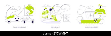 Anglerboot abstrakte Konzeptdarstellungen. Stock Vektor