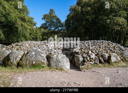 Teil des Clava Cairns bronzezeitlichen Friedhofskomplexes in der Nähe von Inverness in Schottland, Großbritannien Stockfoto