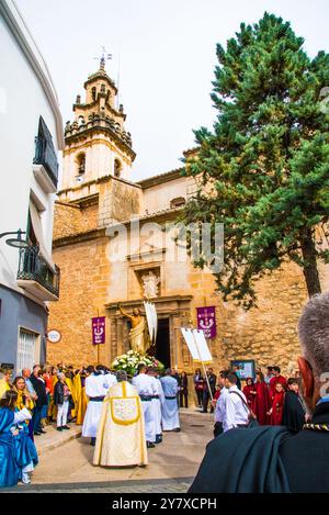 Semana Santa, Osterprozession in Pego, Eintritt Jesu in die Kirche, Provinz Valencia, Spanien Stockfoto