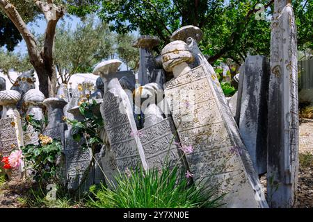 Muslimischer Friedhof (Marenciye Mohammedan Friedhof von Kos) in Platani auf der Insel Kos in Griechenland Stockfoto