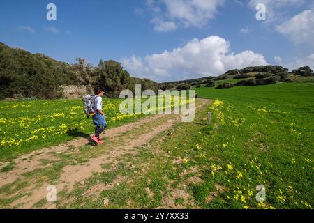 Wandern auf dem Pferdeweg, - Cami de Cavalls-, s'Albufera des Grau Naturpark, Menorca, Balearen, Spanien Stockfoto