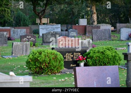 Skånes-Fagerhult, Skåne, Schweden. September 2024. Der Friedhof. Stockfoto