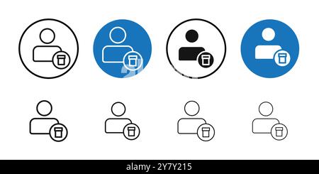 Benutzersymbol löschen Schwarzer Strichgrafik-Vektor in Schwarzweiß Kontur Set Collection Sign Stock Vektor