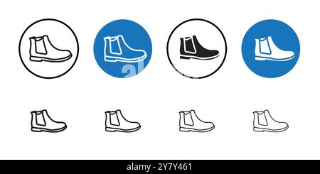 Schuhe Icon Black Line Art Vektor in schwarz-weiß Umrissset Collection Schild Stock Vektor