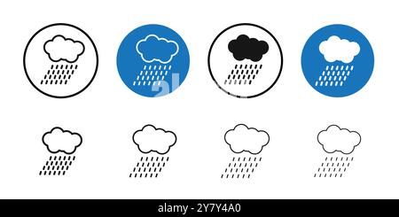 Rain Icon Black Line Art Vektor in schwarz-weiß Umrisse Set Collection Schild Stock Vektor