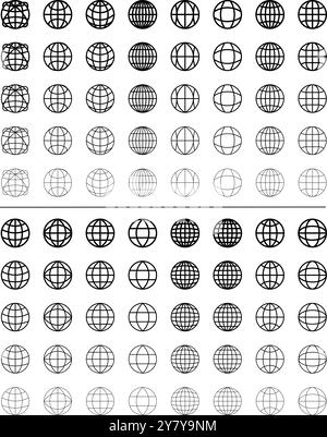 Globales Symbol Set Größe 100 ito 100 px 15 px Stock Illustration Symbol Sammlung globaler Konturvektor. Stock Vektor