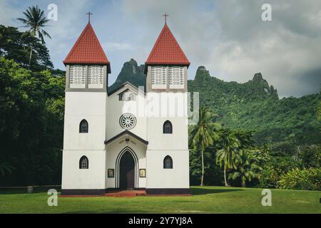 Kirche Sainte Famille. Moorea Island. Französisch-Polynesien. Stockfoto