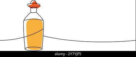Tequila, einzeilige, durchgehende Zeichnung. Traditioneller mexikanischer Alkohol. Lineare Vektordarstellung. Stock Vektor